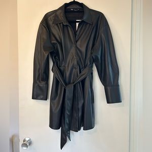 ZARA Faux Leather Shirtdress